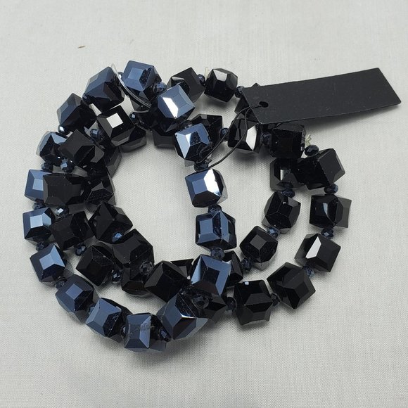 Ali khan glass cube 3 row stretch bracelet BLACK-HEMATITE COLOR - Picture 4 of 4